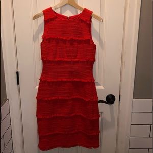 J Crew coral fringe sleeveless dress